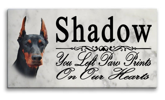 Doberman Memorial Stone Dog Grave Marker Dobie Garden Plaque