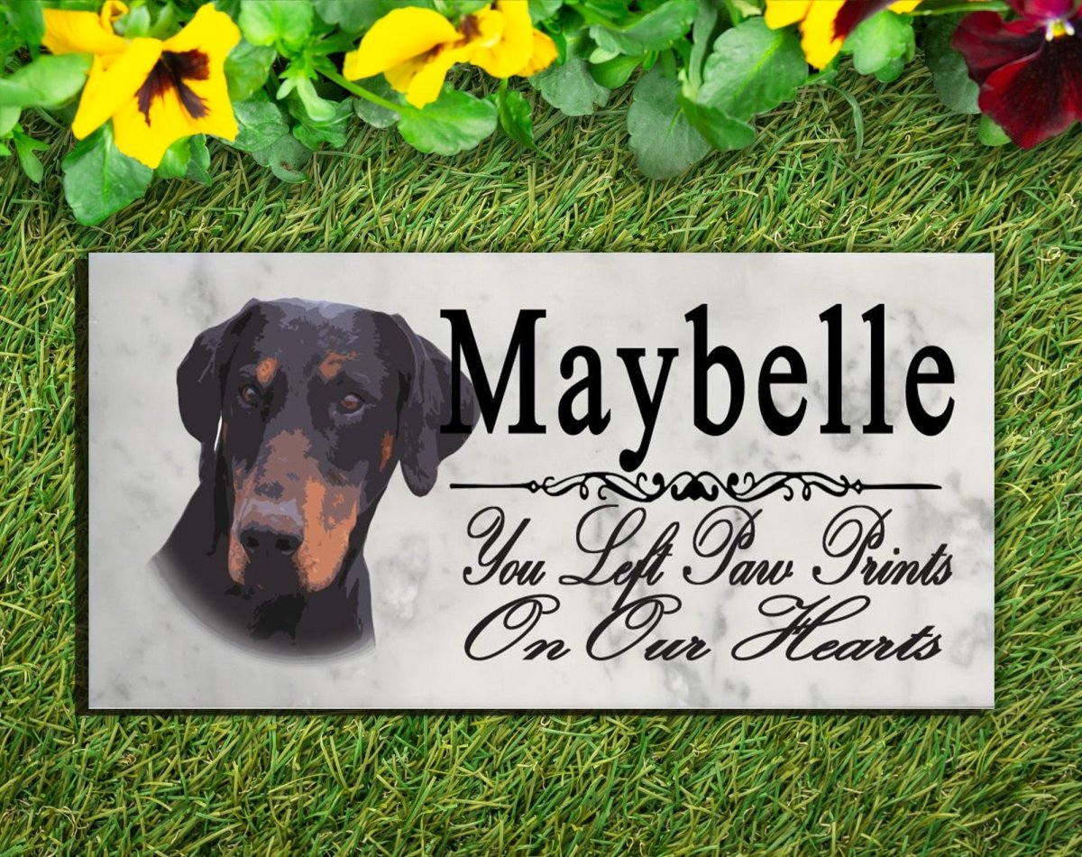 Doberman Memorial Stone Floppy Ear Dobie Dog Grave Marker