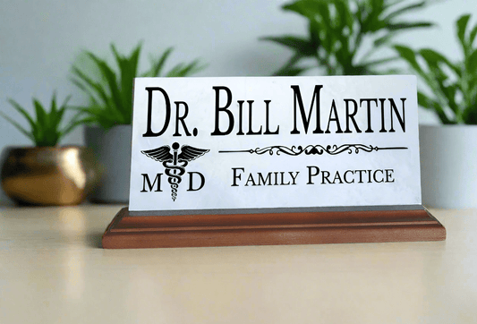 Medical Doctor Nameplate Gift - Marble Physician Desk Name Plate - Solid Marble