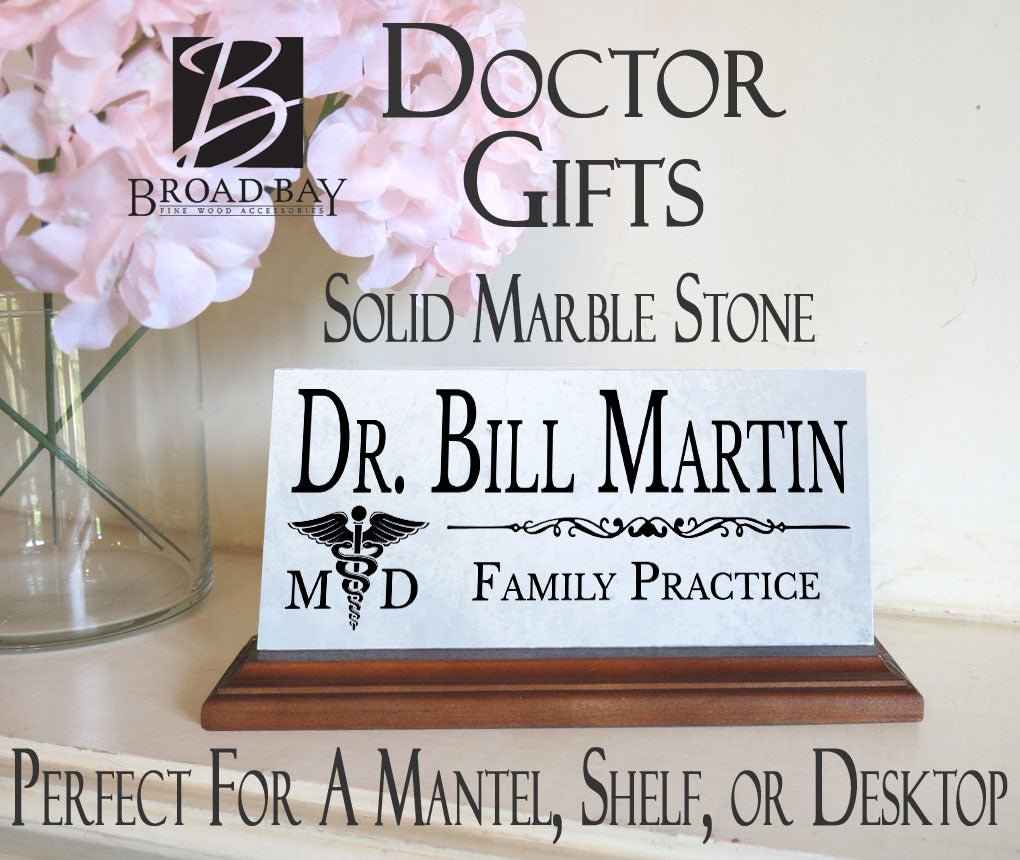 Medical Doctor Nameplate Gift - Marble Physician Desk Name Plate - Solid Marble