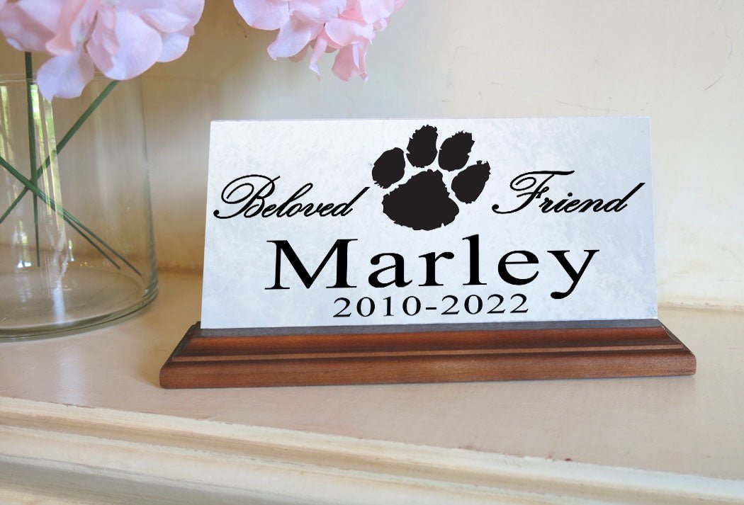 Dog Memorial Plaque Keepsake Sign for Shelf Or Mantel Personalized Pet Name & Date