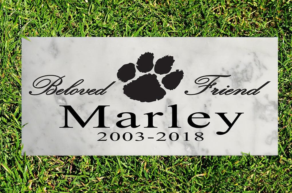 Personalized Dog Memorial Stone – “Beloved Friend” Tribute with Name & Years | Solid Marble Pet Grave Marker