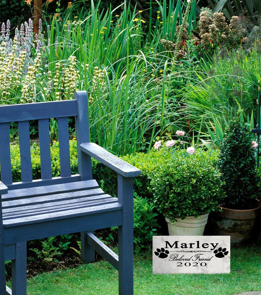 Dog Memorial Stone Plaque  - Beloved Friend - Solid Marble - Grave Marker or Remembrance Gift