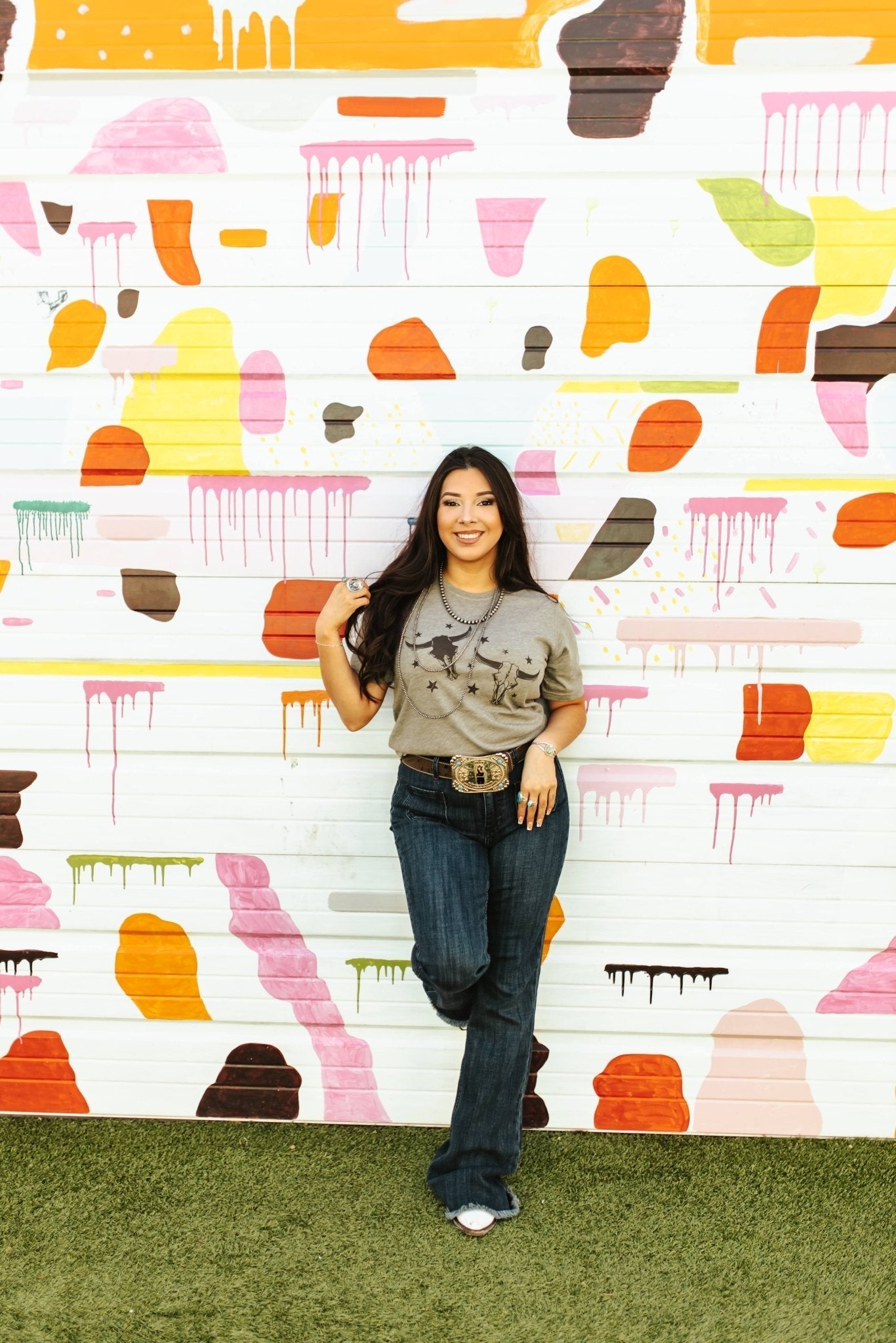 Double Trouble Steer Skulls Graphic Tee