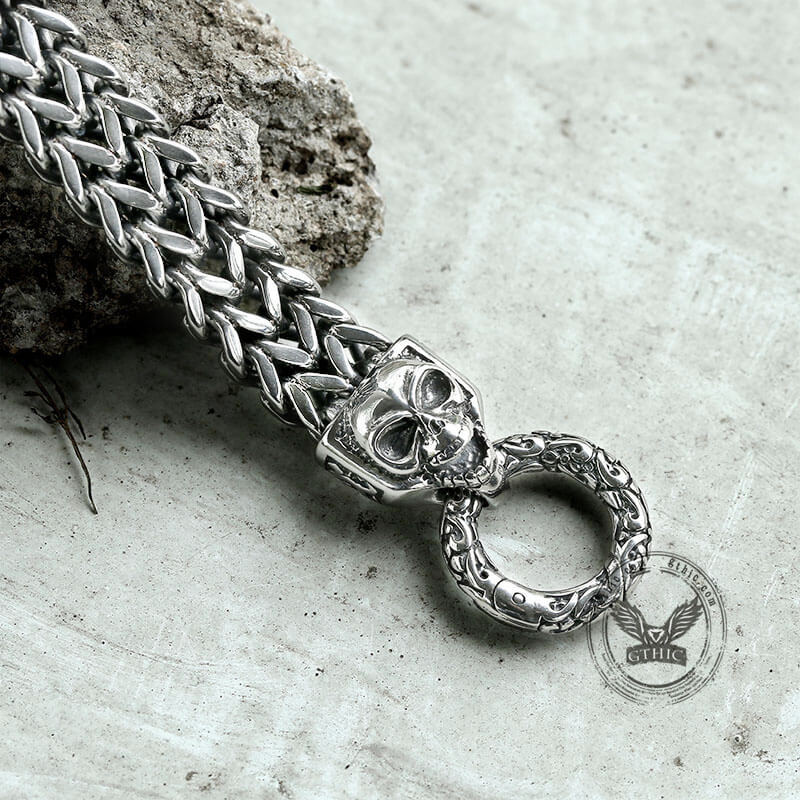 Double Ghost Head Buckle Stainless Steel Skull Bracelet