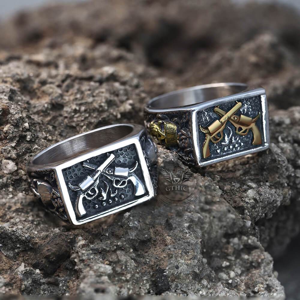Double Guns Stainless Steel Ring