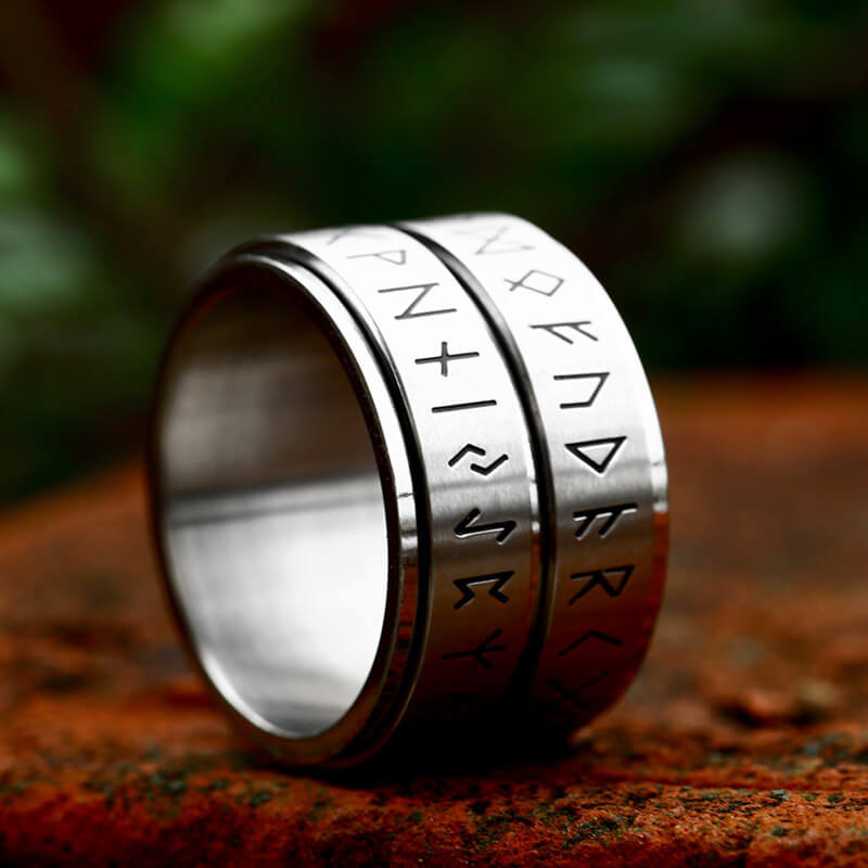 Double Layered Runes Stainless Steel Viking Ring – Man Cave And Apparel