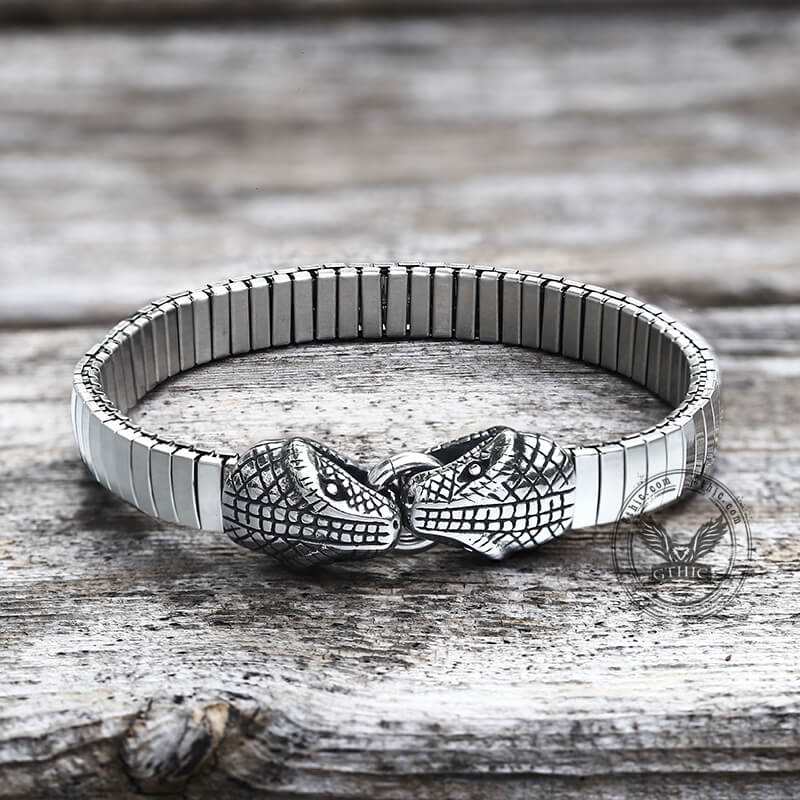 Double Snake Heads Stainless Steel Bracelet