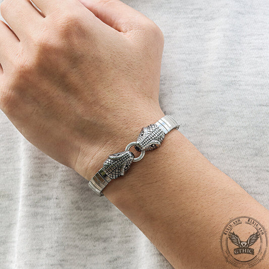 Double Snake Heads Stainless Steel Bracelet