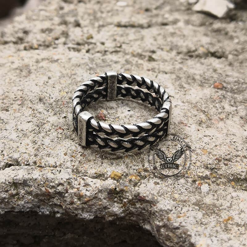 Double Wheat Ear Chain Stainless Steel Ring