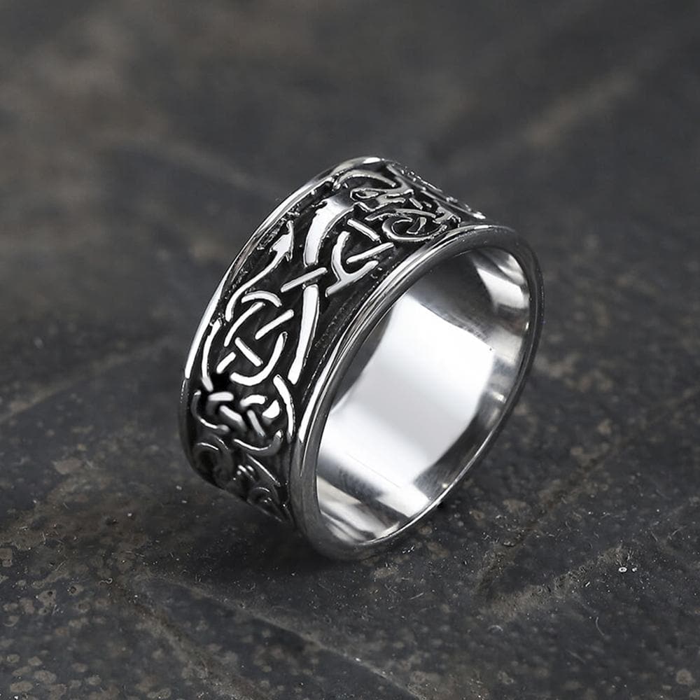 Dragon Head Celtic Knot Stainless Steel Viking Ring