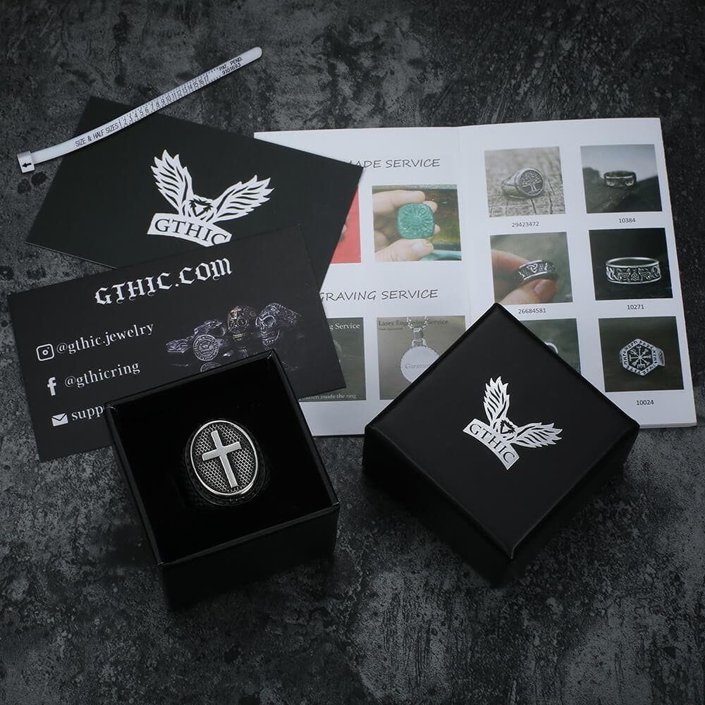 Dragon Scale Pattern Stainless Steel Cross Ring