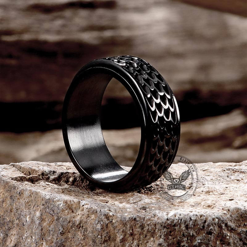 Dragon Scale Stainless Steel Spinner Ring