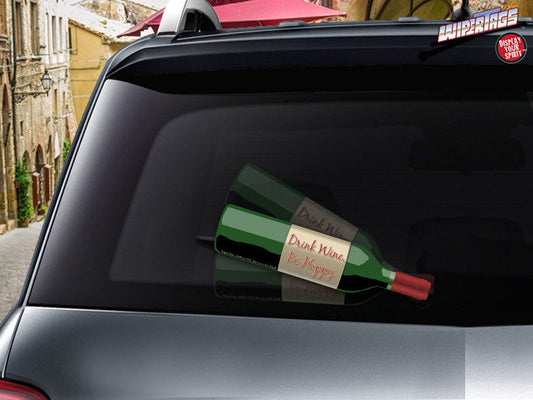 Drink Wine Be Happy Bottle WiperTags