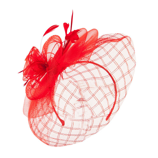 Spiral Design Net Fascinator with Feathers