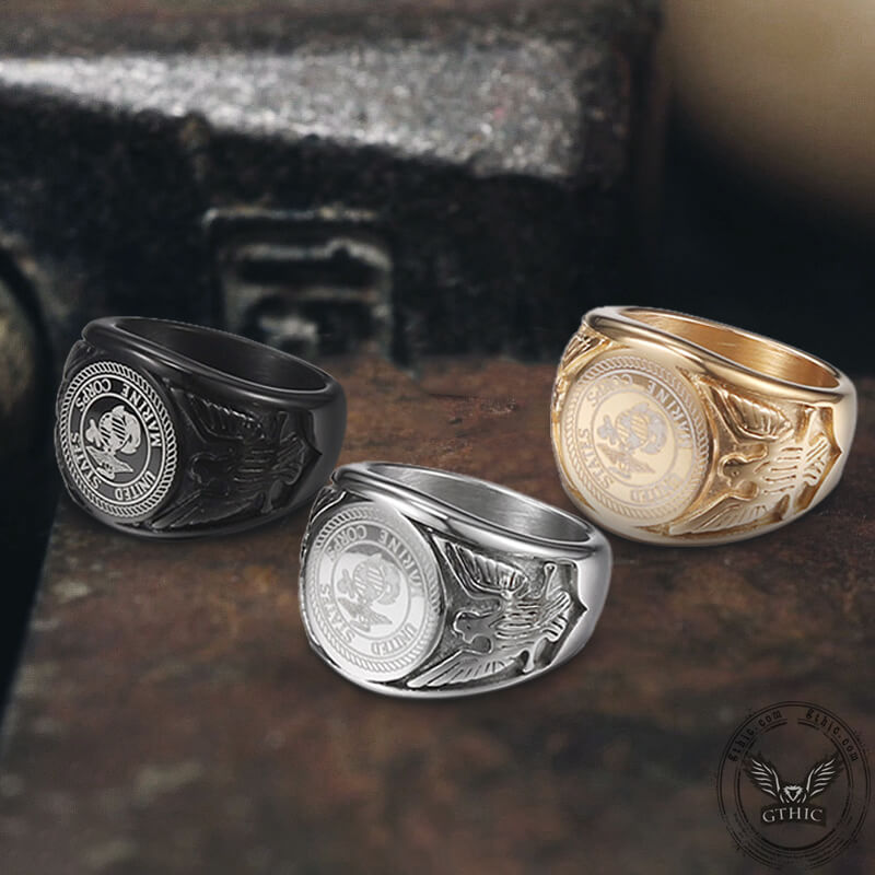 Eagle Globe Stainless Steel Marine Ring