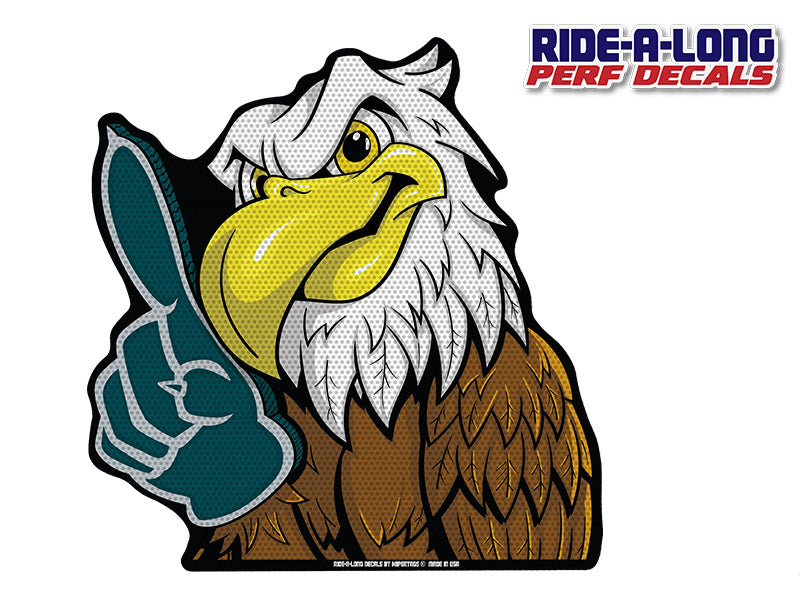 Eagle Mascot #1 Foam Finger *RIDE A LONG* Perforated Decal