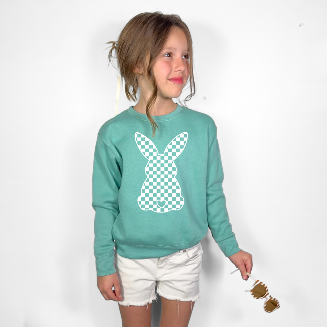 Checkered Bunny Toddler Crewneck Sweatshirt