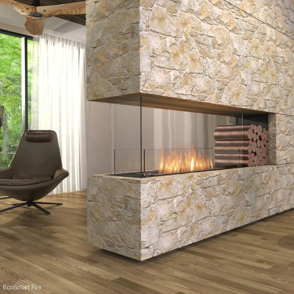 EcoSmart Fire Flex Ethanol Firebox with One Closed Side and Decorative Box