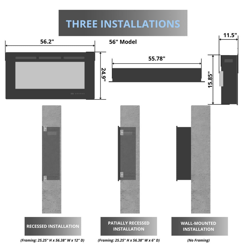 EcoSmart Fire Switch Linear Built-In Electric Fireplace