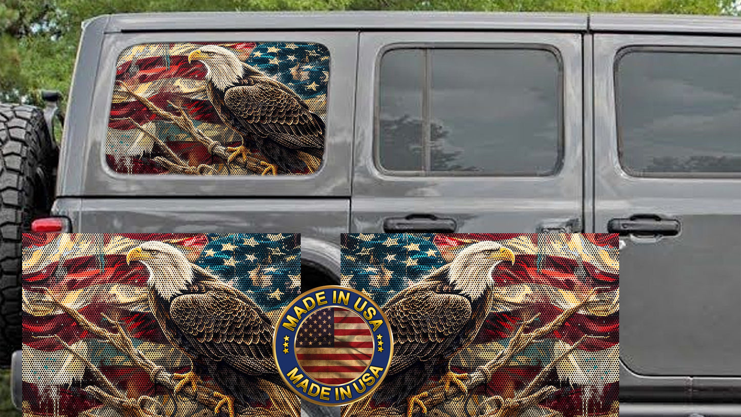Eagle with the flag  Rear quarter window see through graphic