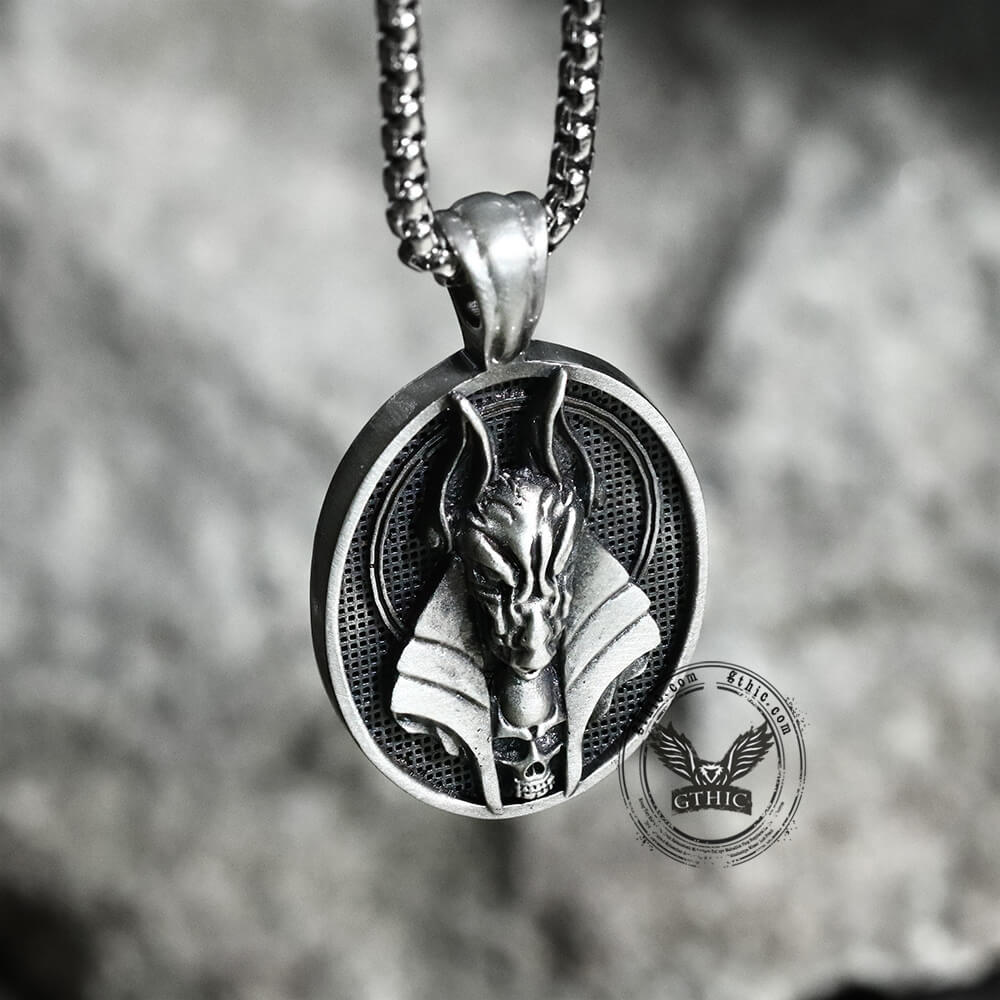 Egyptian God of Death Anubis Pure Tin Skull Necklace
