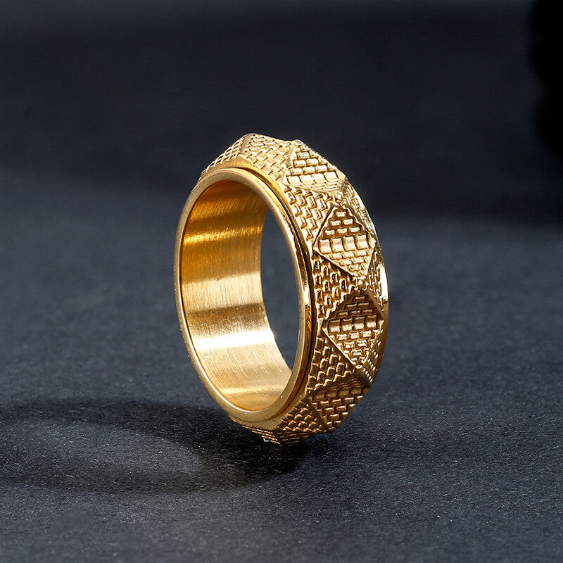 Egyptian Pyramid Stainless Steel Spinner Ring