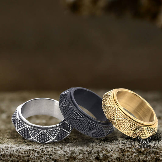 Egyptian Pyramid Stainless Steel Spinner Ring