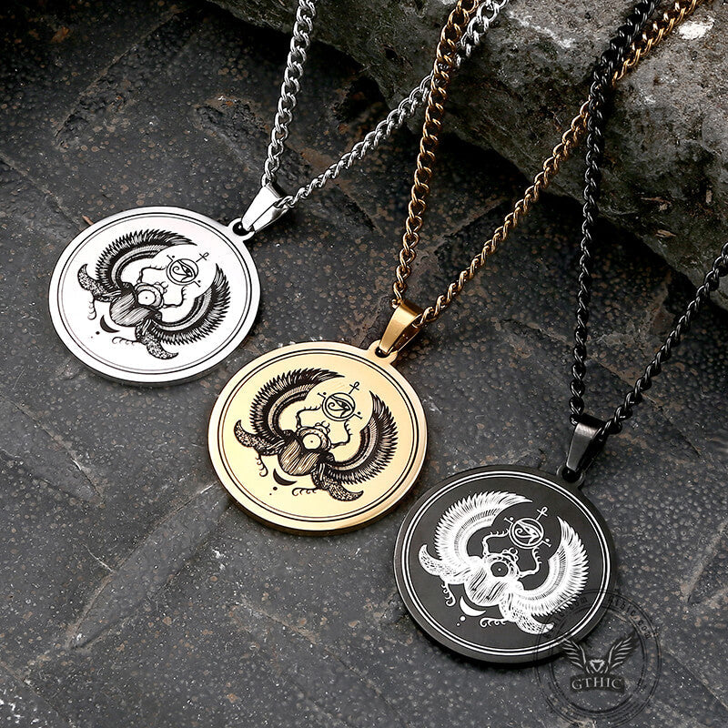 Egyptian Scarab Eye of Horus Stainless Steel Necklace