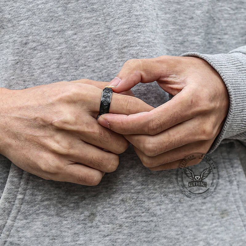 Egyptian Symbols Ankh Stainless Steel Spinner Ring