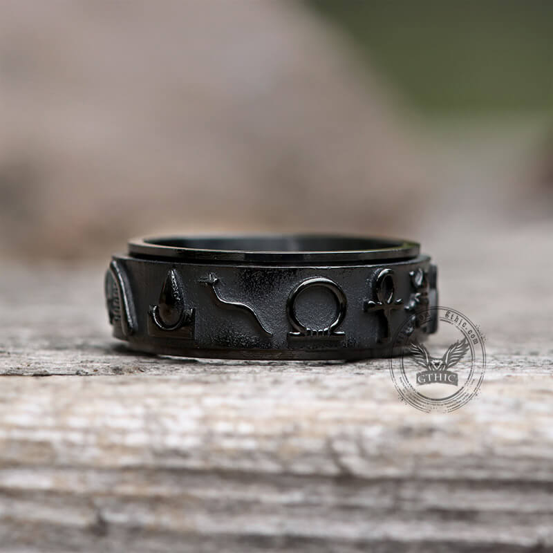 Egyptian Symbols Ankh Stainless Steel Spinner Ring