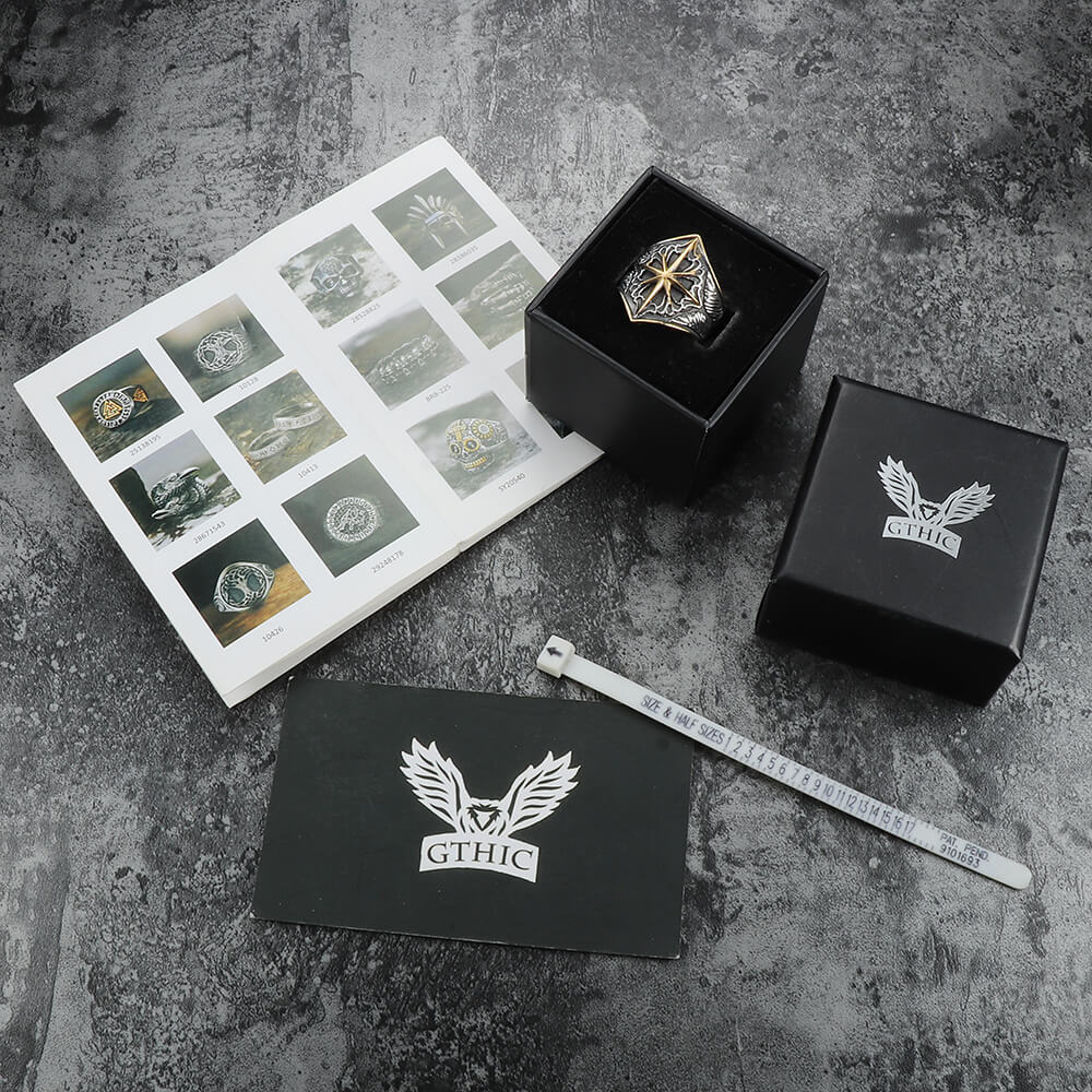 8 Point Star Stainless Steel Ring