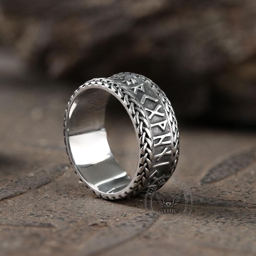 Elder Futhark Runes Stainless Steel Ring