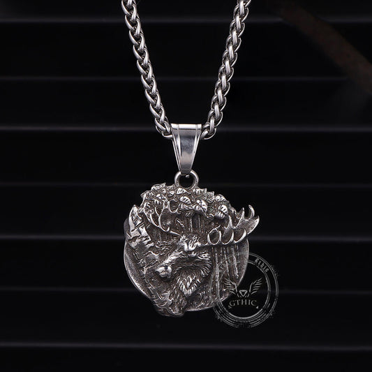 Elk Forest Stainless Steel Pendant