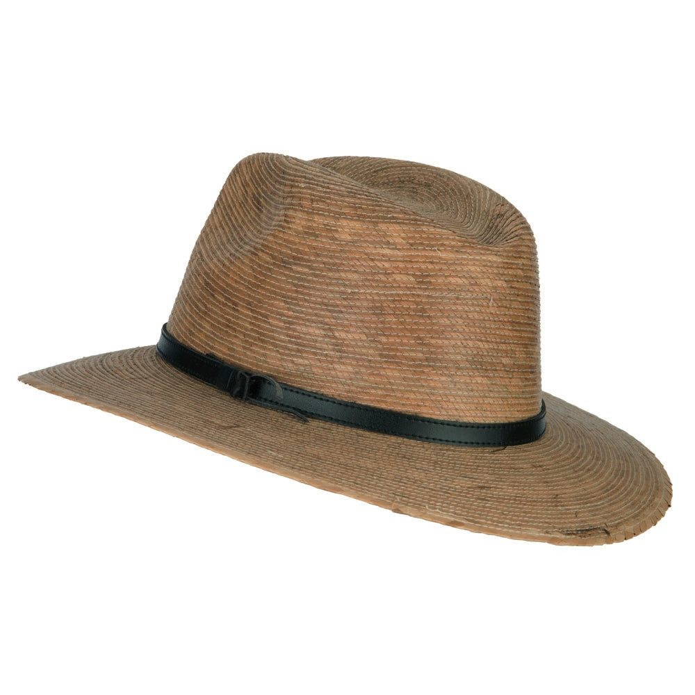 Men's Palm Braid Leather Band Fedora Hat