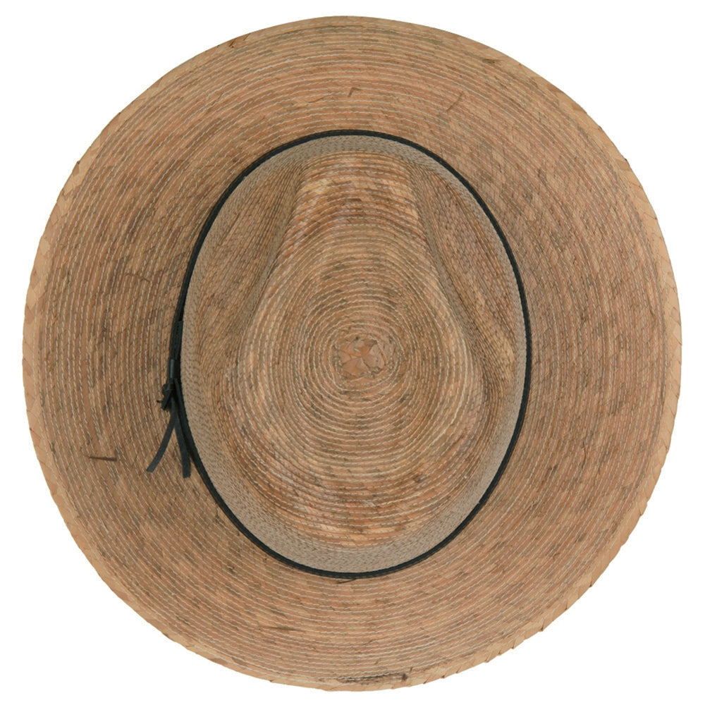 Men's Palm Braid Leather Band Fedora Hat