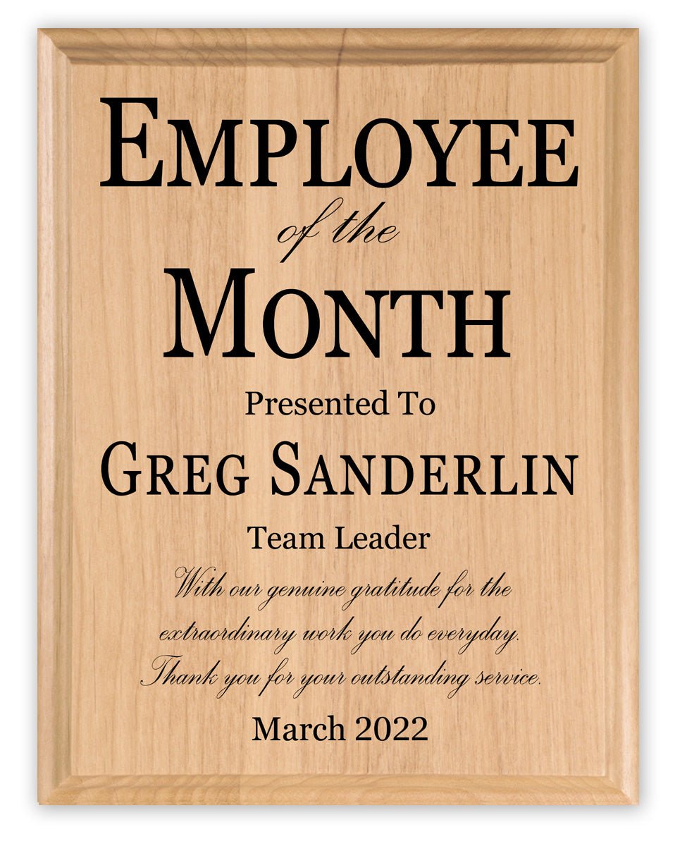 Employee of the Month Plaque – Personalized Monthly Recognition Award