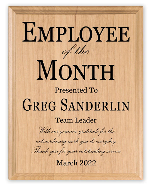 Employee of the Month Plaque – Personalized Monthly Recognition Award