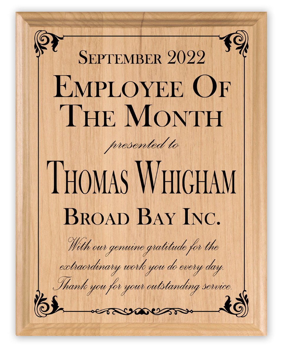 Employee of the Month Plaque – Personalized Recognition Award with Custom Name, Month & Message