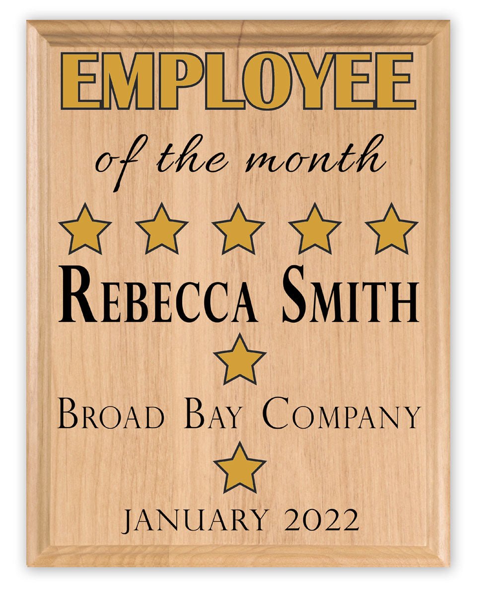 Employee of the Month Plaque – Personalized Monthly Recognition Award
