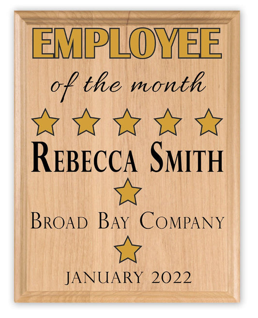 Employee of the Month Plaque – Personalized Monthly Recognition Award