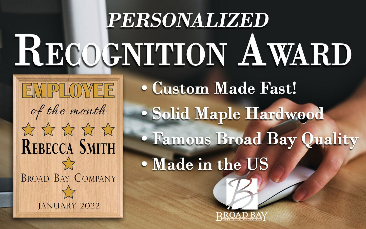 Employee of the Month Plaque – Personalized Monthly Recognition Award