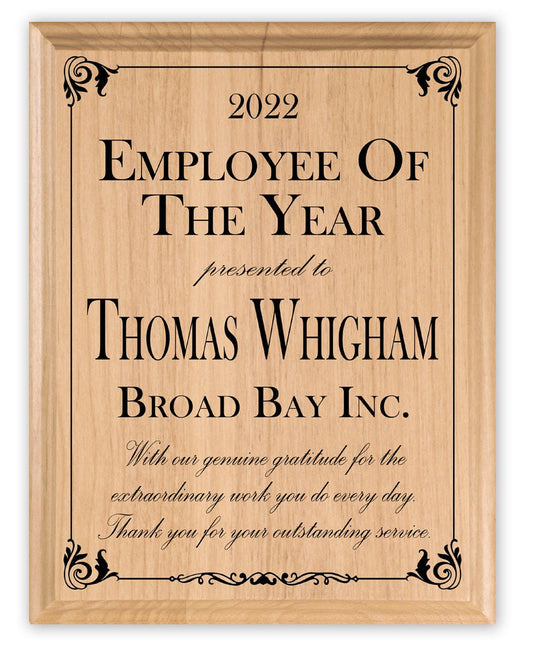 Employee of the Year Plaque – Personalized Recognition Award for Outstanding Team Members