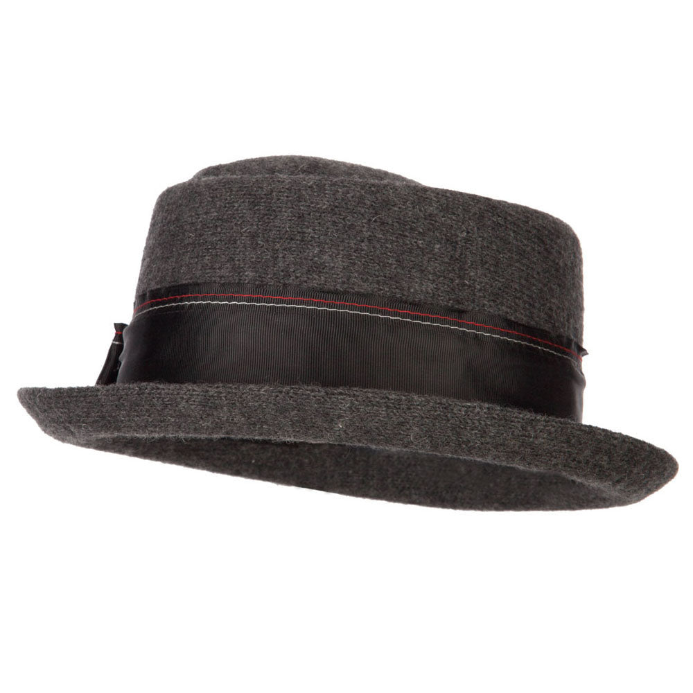 Women's Wool Blend Ribbon Band and Bow Trim Pork Pie Fedora Hat