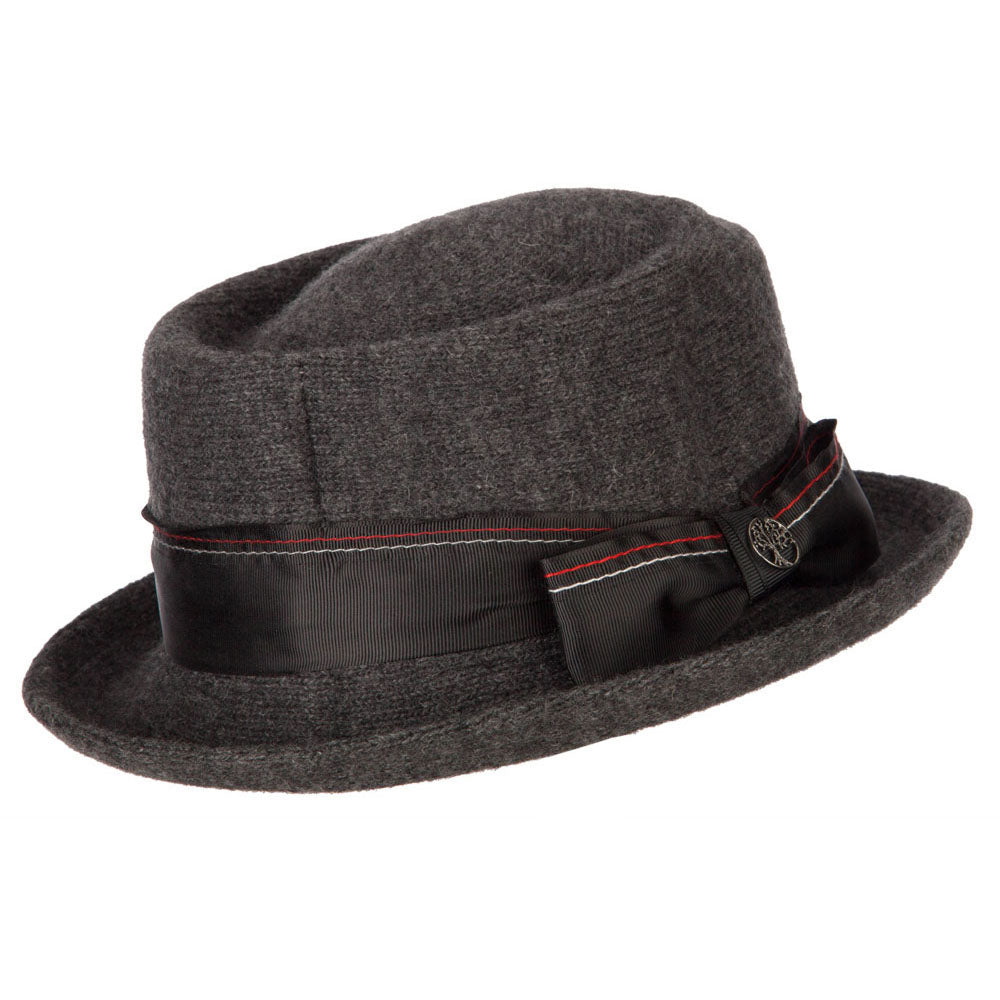 Women's Wool Blend Ribbon Band and Bow Trim Pork Pie Fedora Hat