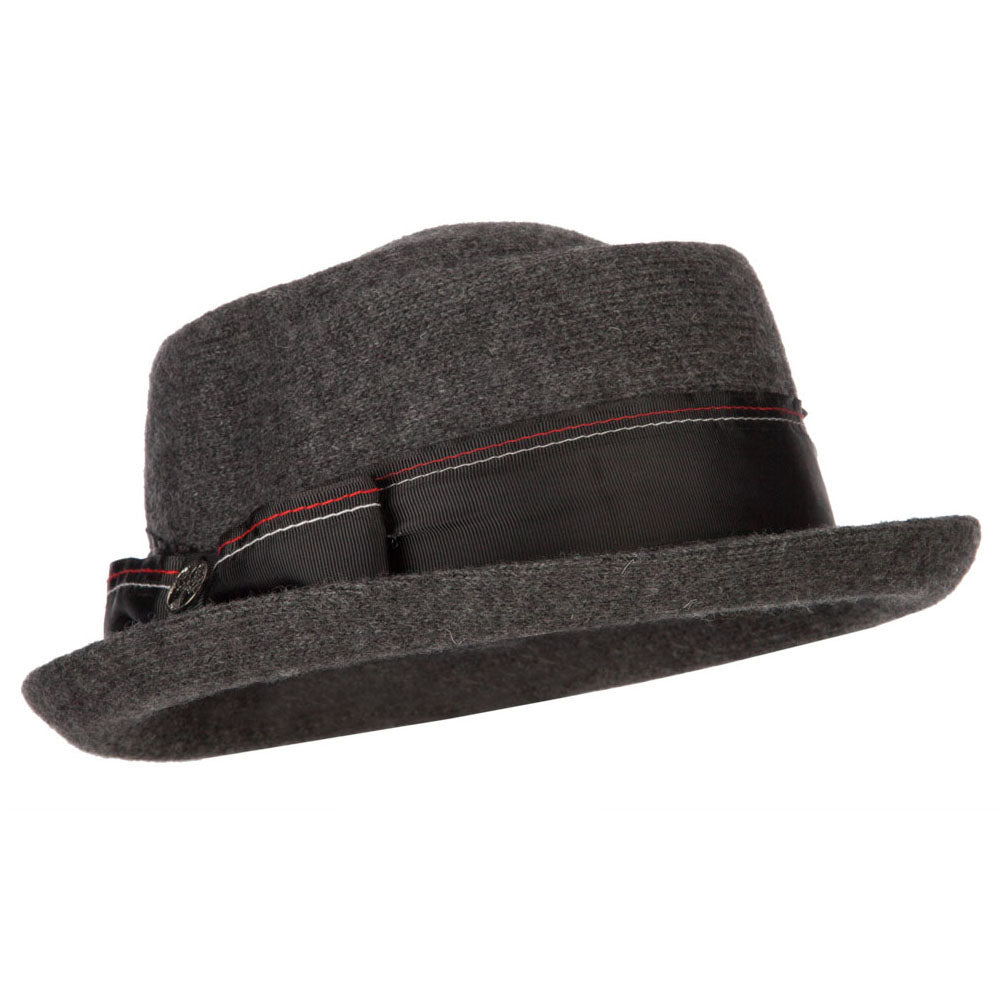 Women's Wool Blend Ribbon Band and Bow Trim Pork Pie Fedora Hat