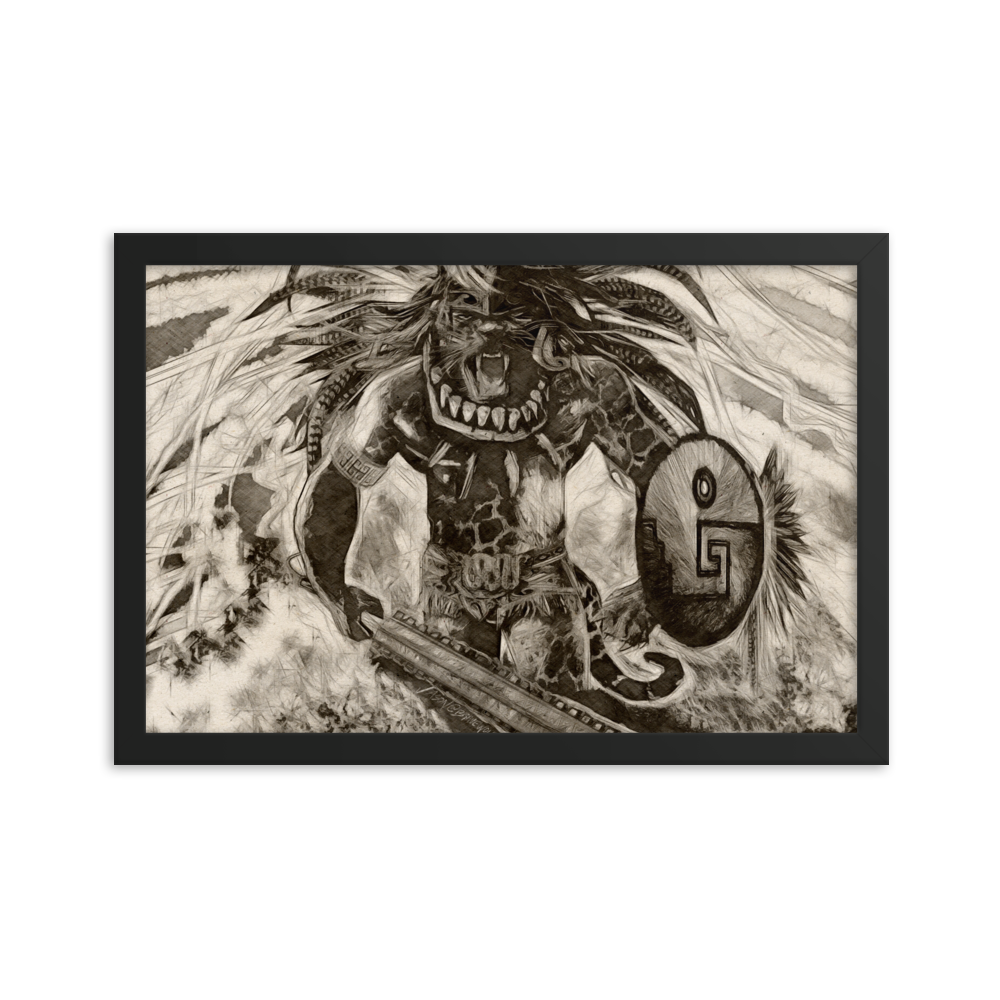 Azteca Jaguar Warrior Framed poster