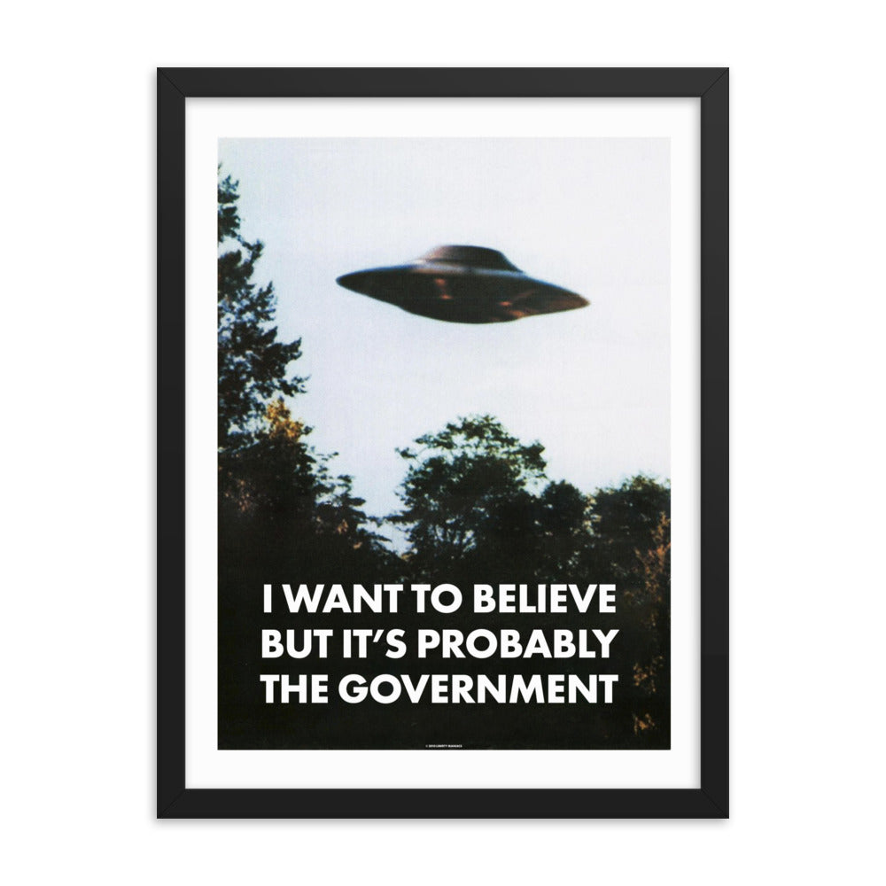 I Want To Believe But It's Probably the Government Framed poster