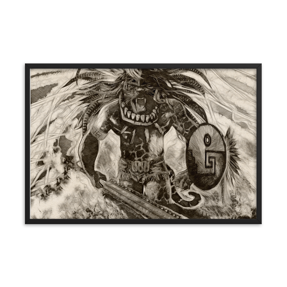 Azteca Jaguar Warrior Framed poster