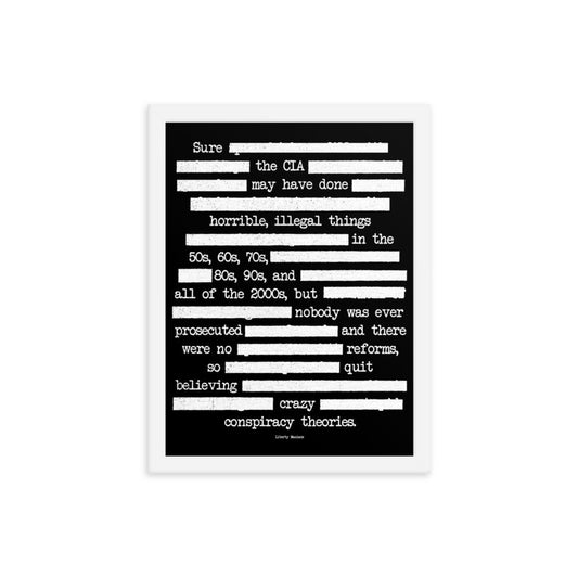 CIA Redacted Conspiracy Theories Framed Giclée Art Print